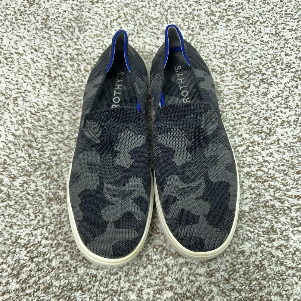 Rothys Shoes‎ Womens Size 10.5 Gray Camo City Slip On Sneaker Flats Knit Casual